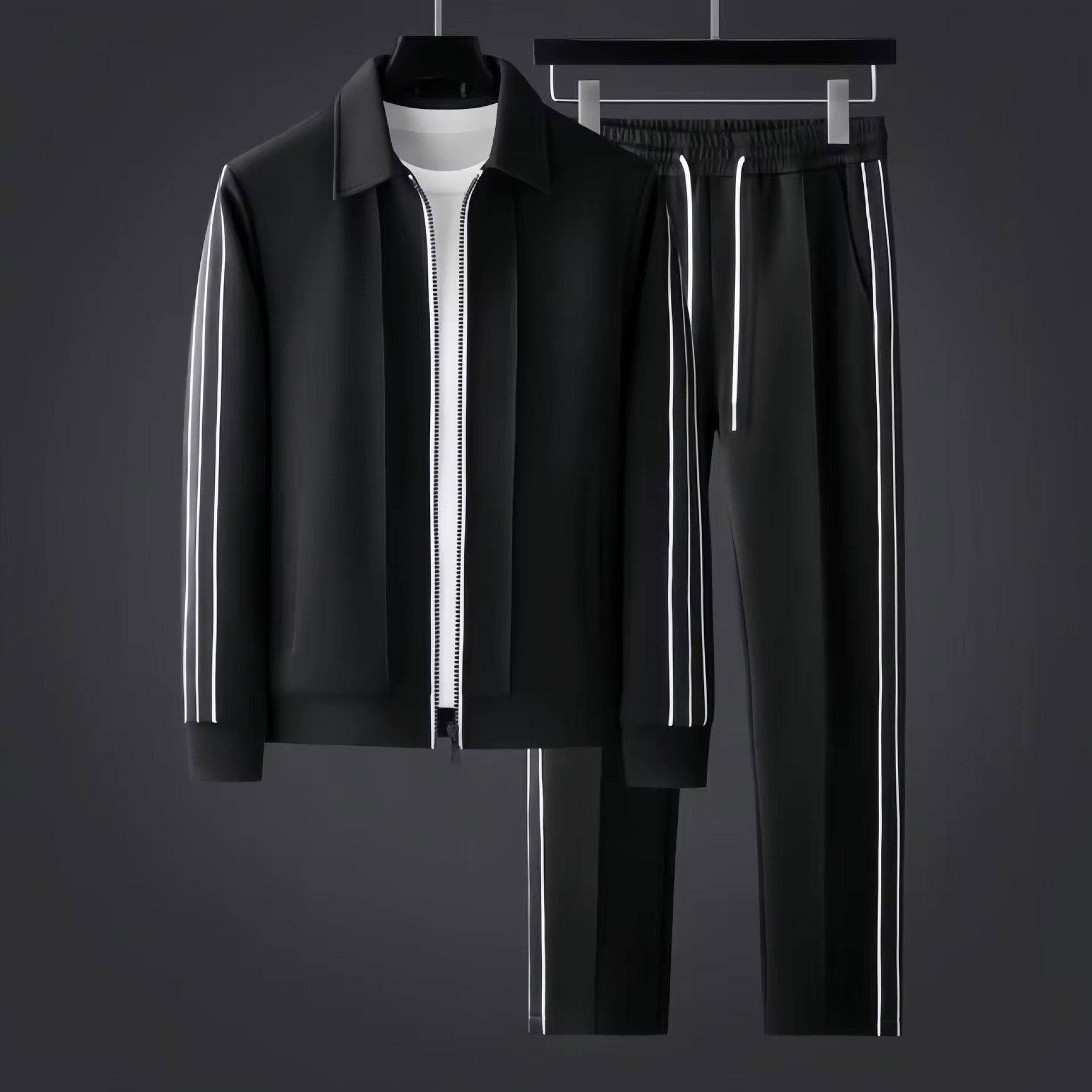 Ohsisa 2025 Spring and Autumn Sports Set Casual Collar Long Sleeve Zipper Cardigan Sweatshirt Loose Sport Two Piece Set_3