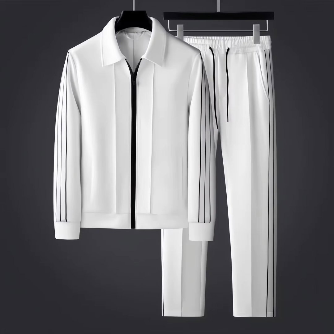 Ohsisa 2025 Spring and Autumn Sports Set Casual Collar Long Sleeve Zipper Cardigan Sweatshirt Loose Sport Two Piece Set