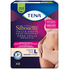 Tena Sous-Vêtements Taille Haute - Flux Plus - Crème - Taille L, 8 Unités