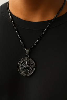 Collier Noir Boussole