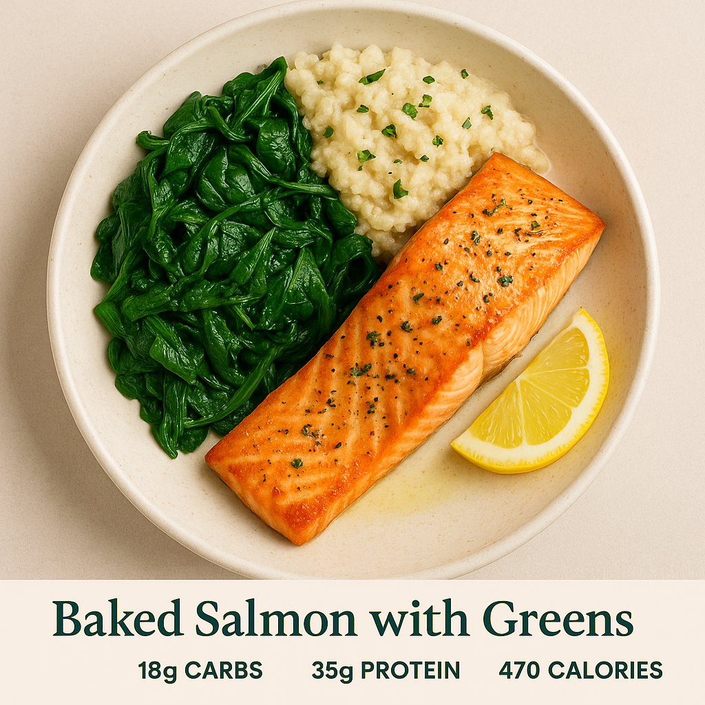 🐟 Title: Baked Salmon with Greens