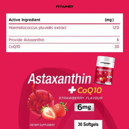 FITWHEY™ Astaxanthin 6mg + CoQ10 30mg | Skin Glow • UV Protection • Eye Health • Anti-Aging Antioxidant | Lab Tested