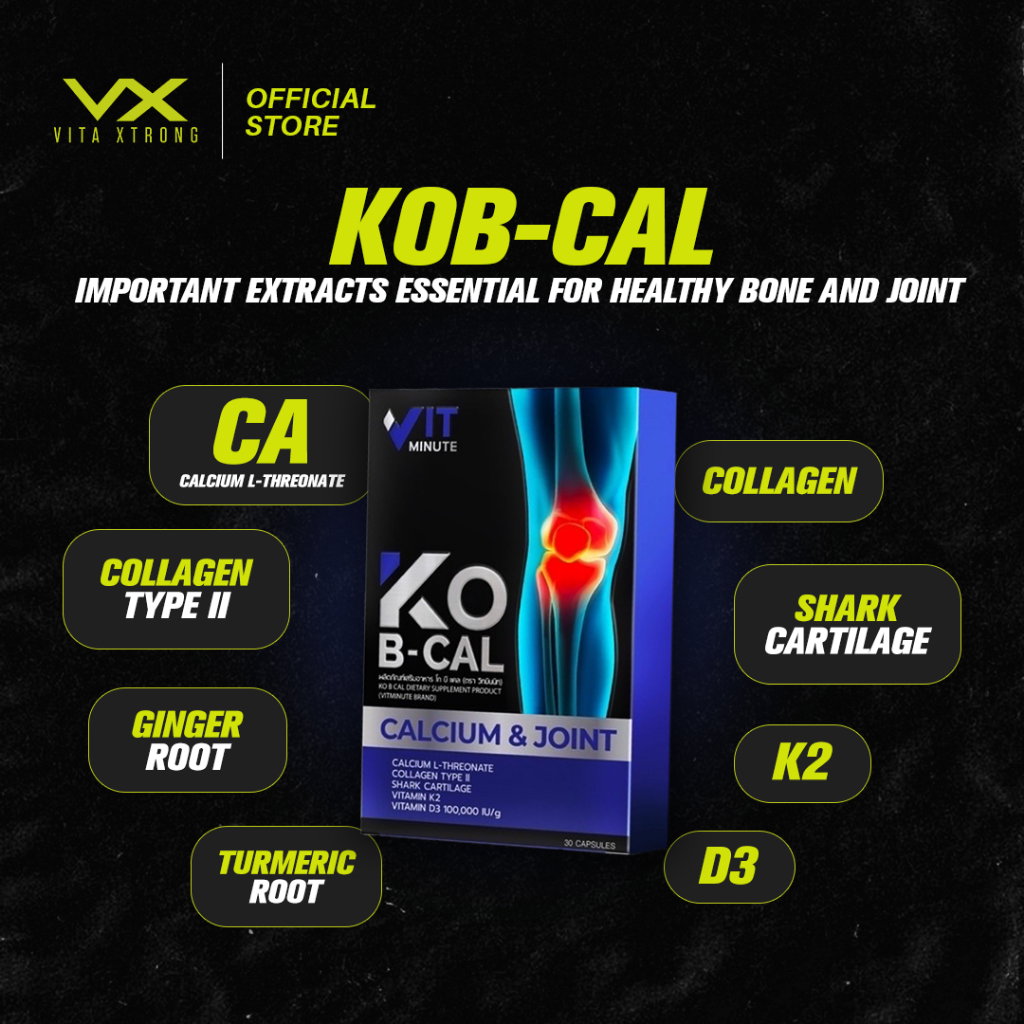 VITMINUTE KoB-CAL (15 / 30 Capsules) | Bone Strength Formula, Joint Support & Flexibility, Calcium + Vitamin D_3