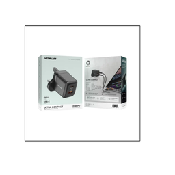 Green Lion Ultra Compact GaN Wall Charger UK Pin A+C PD 20W + QC3.0 - Black