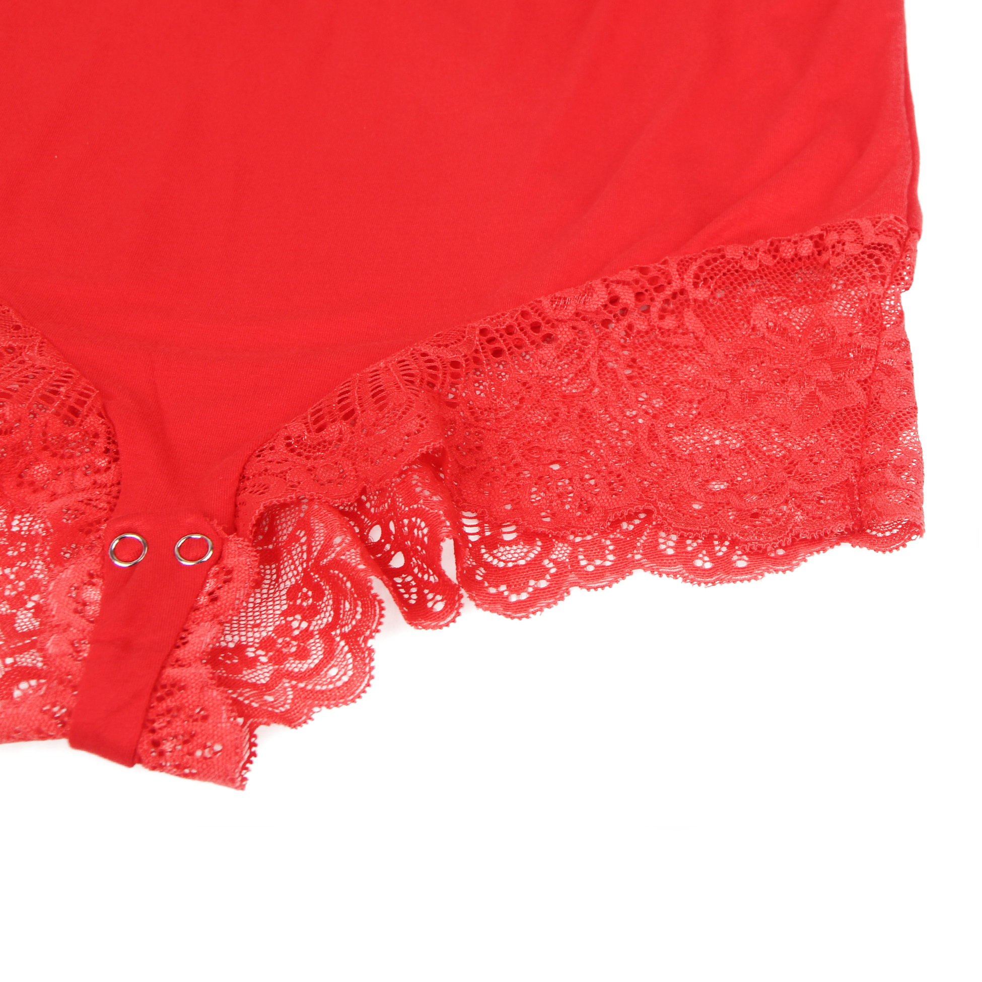 Red  Cotton and Lace Bodysuit_4