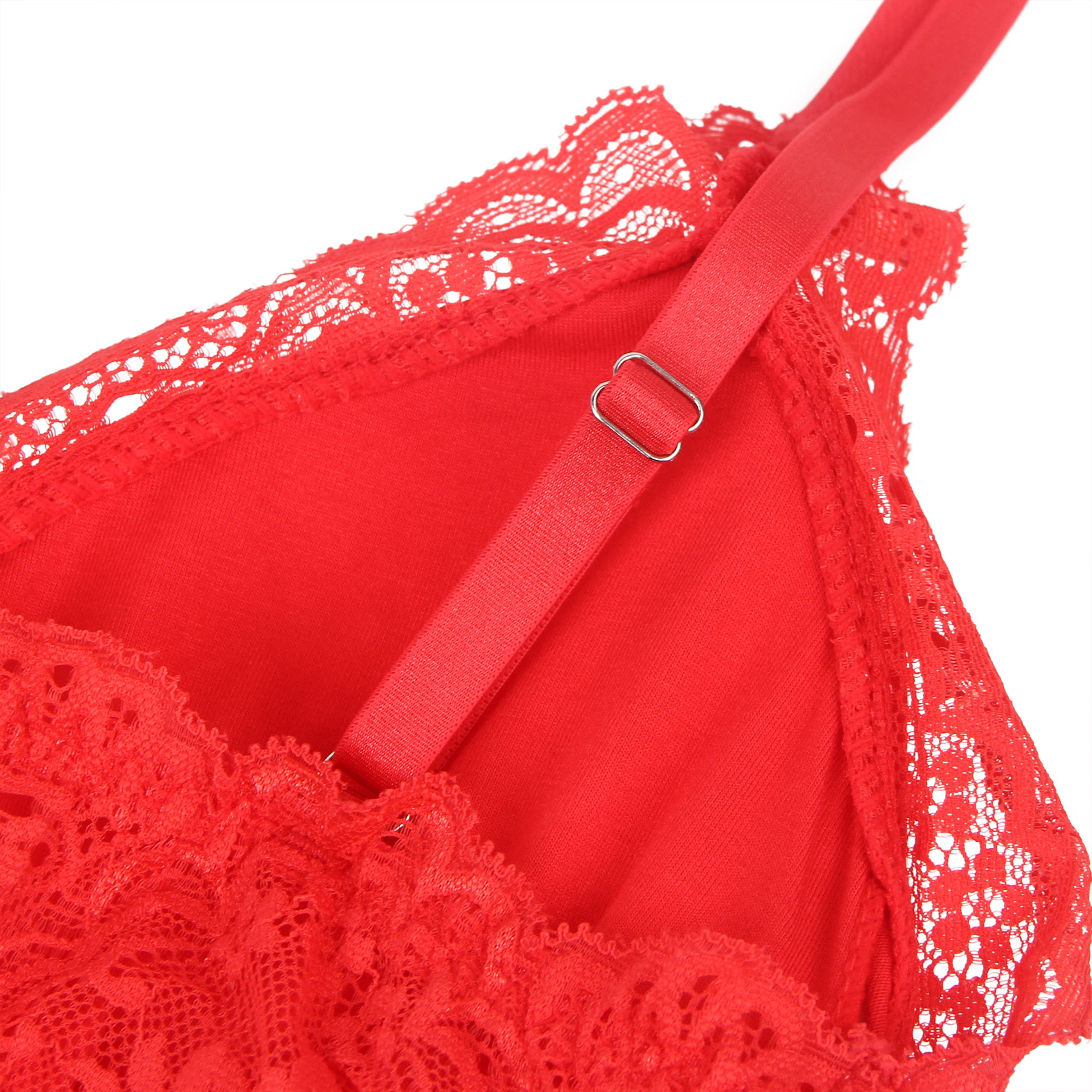 Red  Cotton and Lace Bodysuit_2