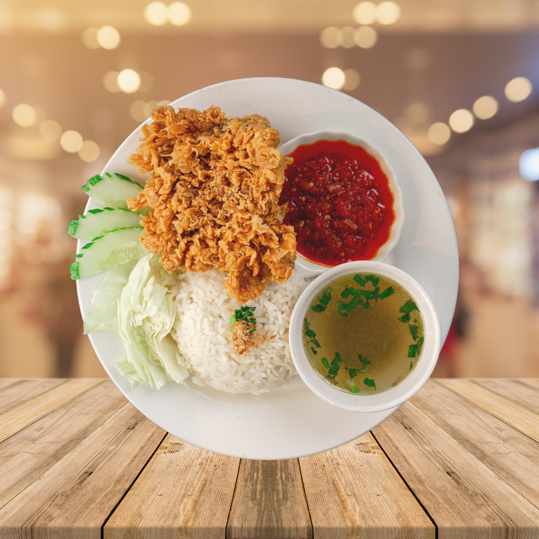 Nasi Putih Ayam Crispy Balado@Penyet
