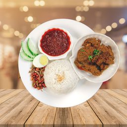 Nasi Putih Daging Rendang