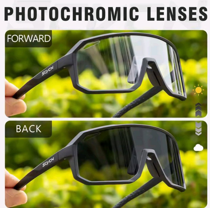 SCVCN Photochromic Cycling Glasses – Matte Black Frame
