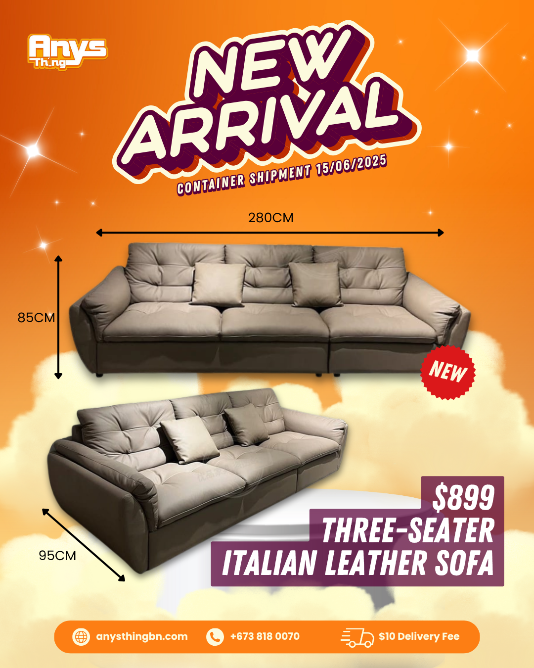 Three-Seater Italian Leather Sofa_0