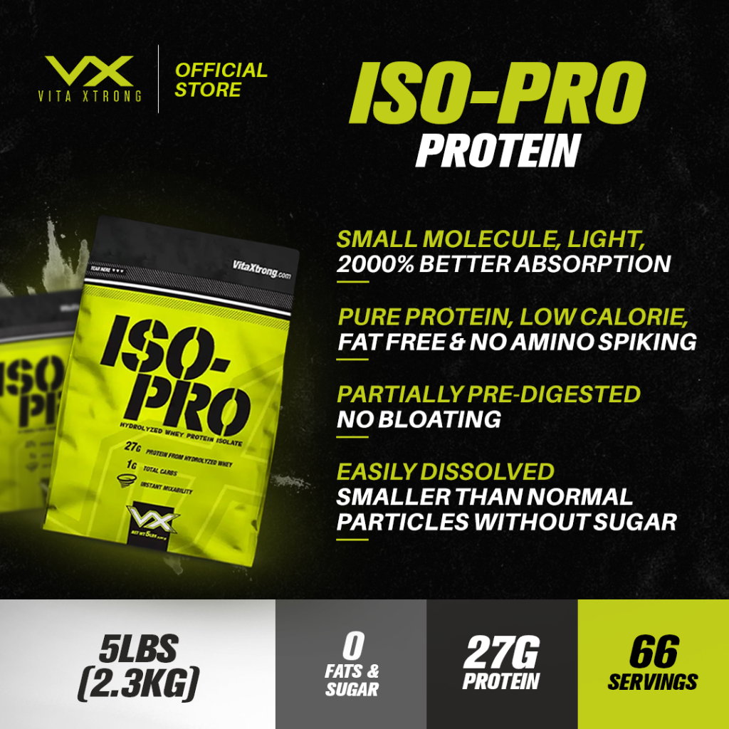 VITAXTRONG ISO-PRO Whey Isolate (5lbs / 2.3kg) | 27g High Protein, Zero Sugar, Zero Fat, Hydrolyzed [VX]_1