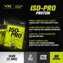 VITAXTRONG ISO-PRO Whey Isolate (5lbs / 2.3kg) | 27g High Protein, Zero Sugar, Zero Fat, Hydrolyzed [VX]