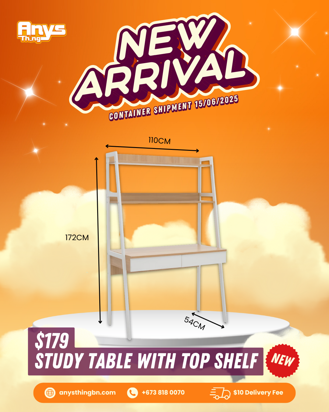 Study table with Top Shelf_1
