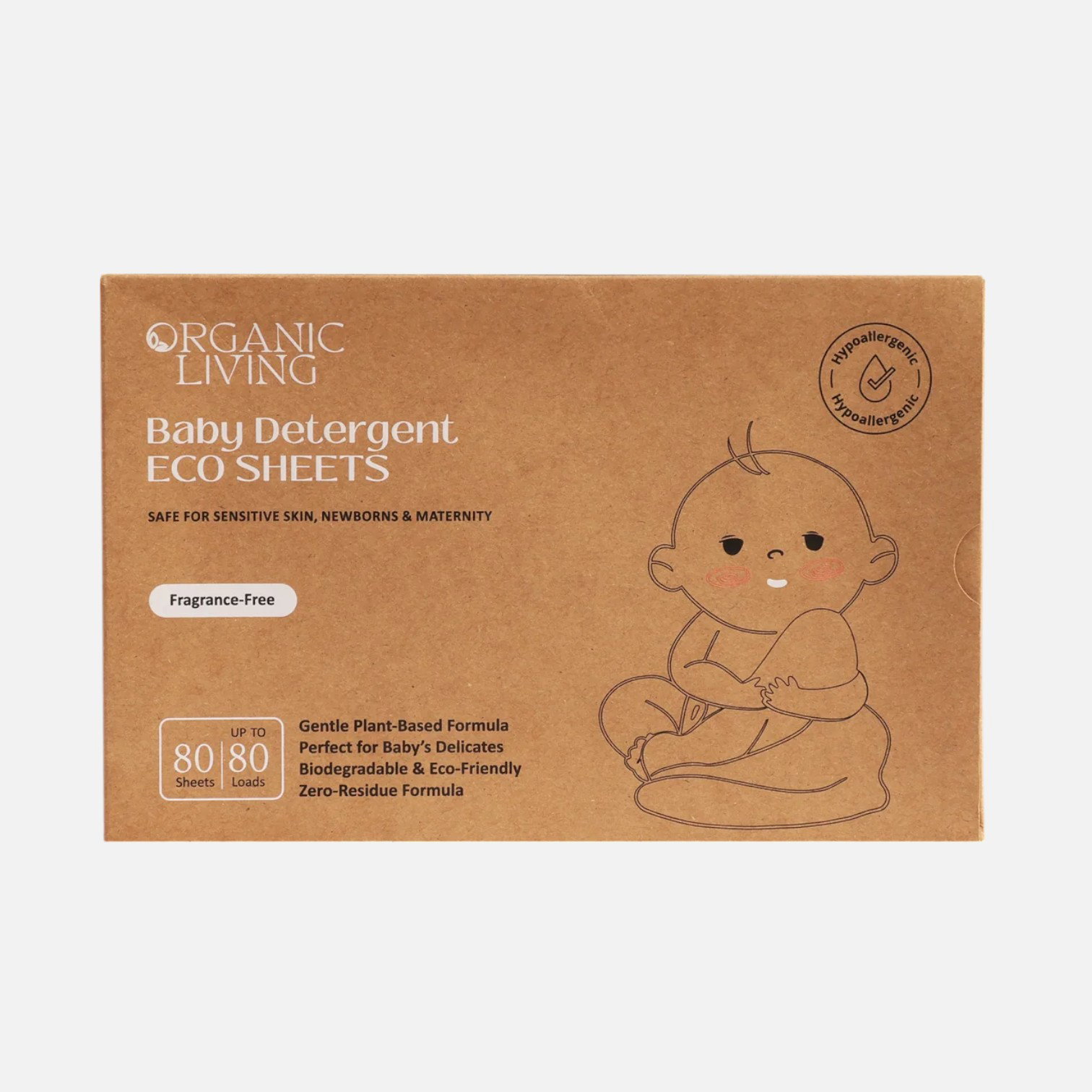 Organic Living Fragrance-Free Baby Laundry Detergent Sheets, Fragrance Free, 80 Sheets_0