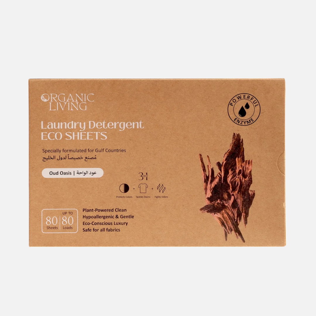 Organic Living Oud-Scented Eco Laundry Detergent Sheets, Natural Agarwood (Oud) 80 sheets