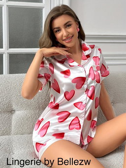 Satin Heart Print pyjama
