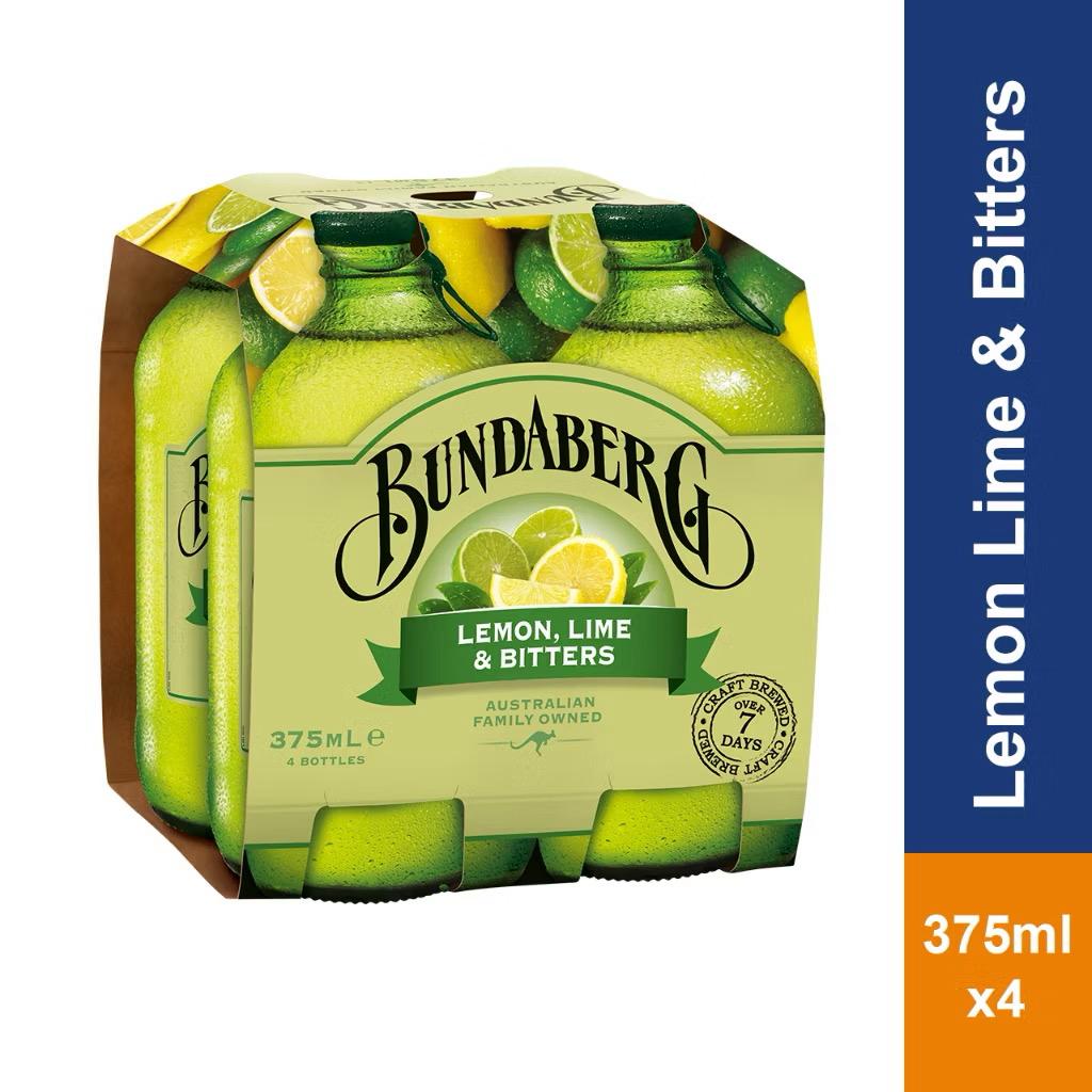 BUNDABERG LEMON, LIME & BITTERS (4 X 375ml)
