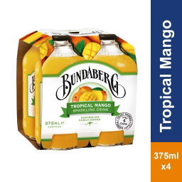 BUNDABERG TROPICAL MANGO SPARKLING DRINK (4 X 375ml)