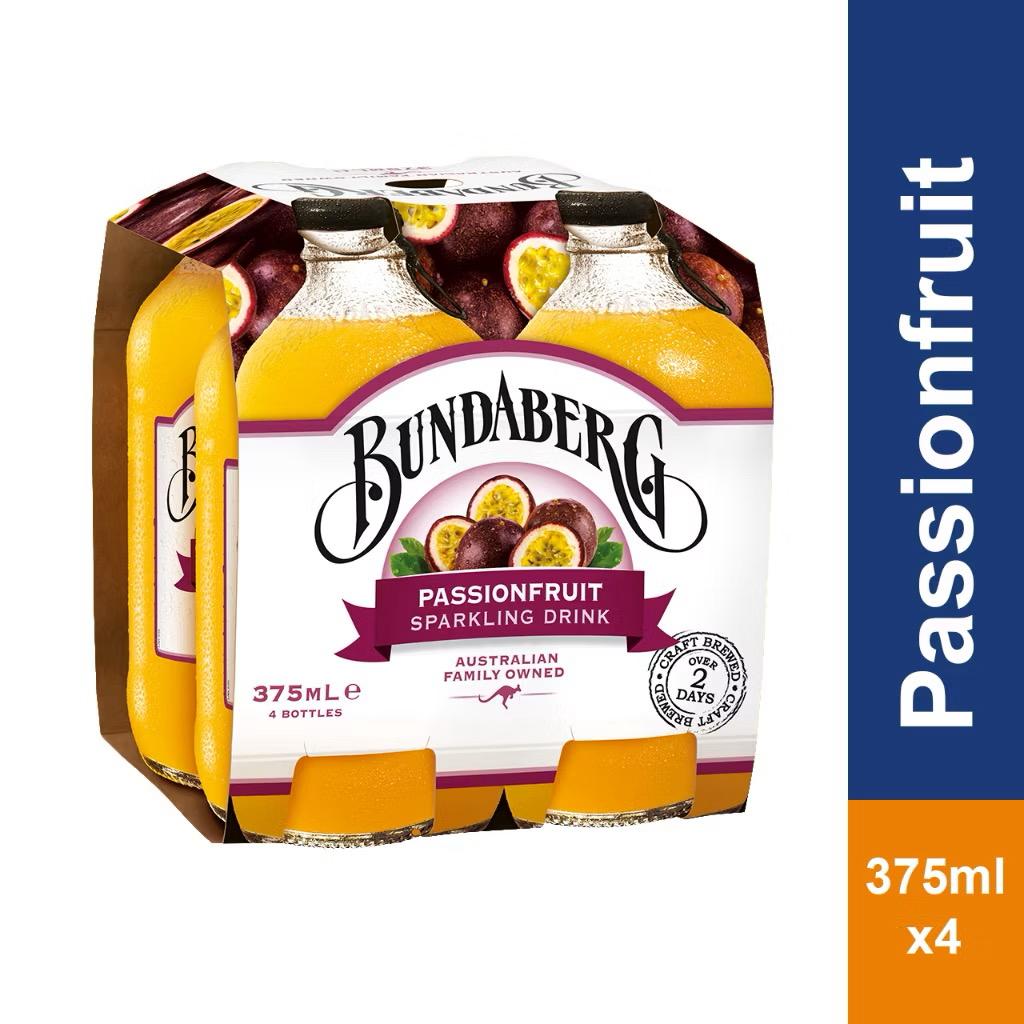BUNDABERG PASSIONFRUIT SPARKLING DRINK (4 X 375ml)