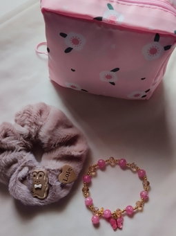 Charm Bracelet (Set with scrunchie & Toiletry Travel Bag)