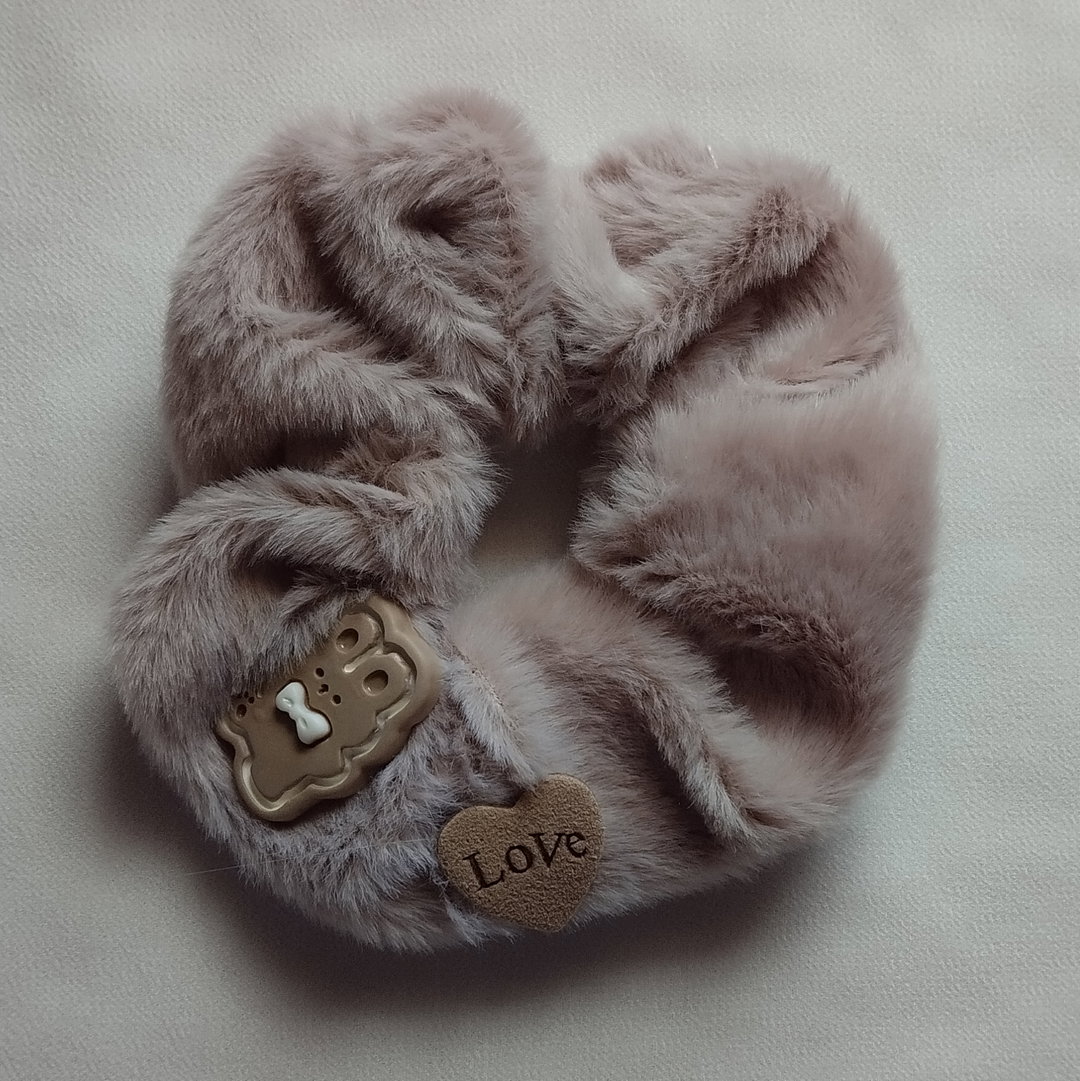 Brown Fluffy Scrunchies