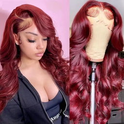 XuChang Factory Human Hair Wigs Wholesale Body Wave 99J Color 13X4 Lace Front Wig With Baby Hair