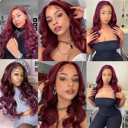 XuChang Factory Human Hair Wigs Wholesale Body Wave 99J Color 13X4 Lace Front Wig With Baby Hair