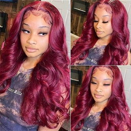 XuChang Factory Human Hair Wigs Wholesale Body Wave 99J Color 13X4 Lace Front Wig With Baby Hair
