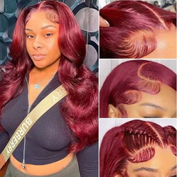 XuChang Factory Human Hair Wigs Wholesale Body Wave 99J Color 13X4 Lace Front Wig With Baby Hair