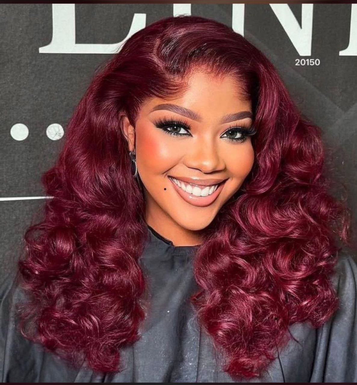 XuChang Factory Human Hair Wigs Wholesale Body Wave 99J Color 13X4 Lace Front Wig With Baby Hair_0