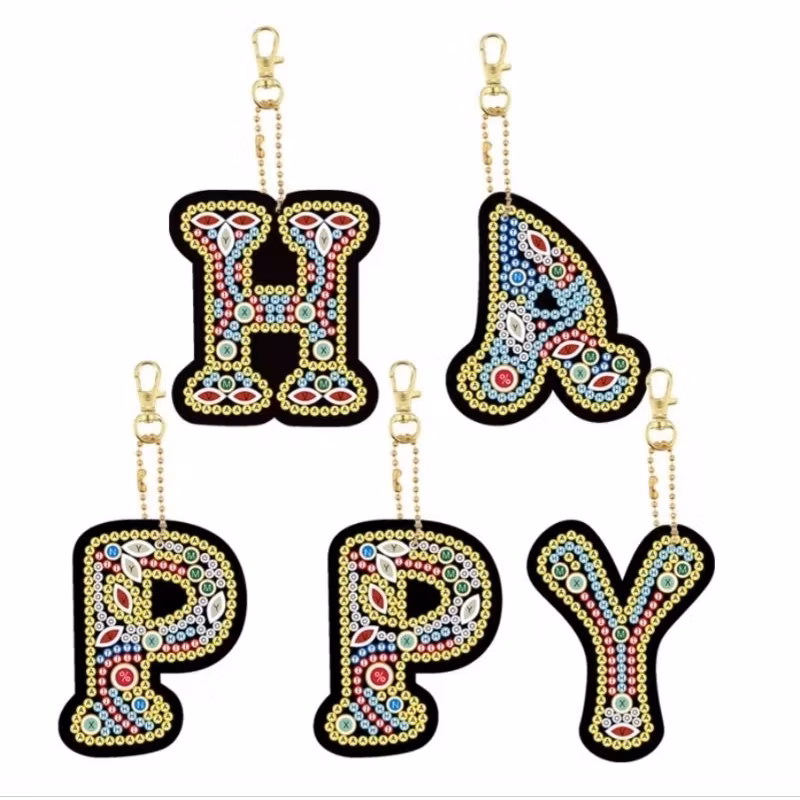 (Set of 5) Diamond Painting Keychains Kit_5