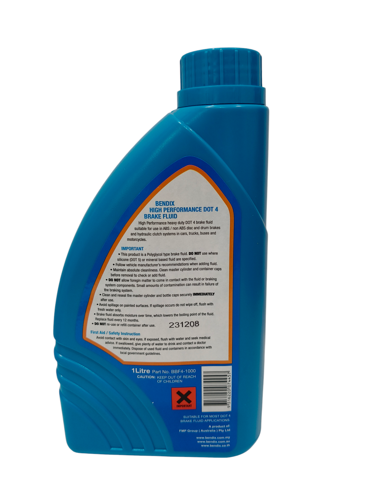Bendix High Performance Heavy Duty DOT 4 Brake Fluid (1L) BDX-BF1010_1