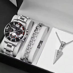 Wholesale Alloy Fashion Stainless Steel Quartz Watch Bracelet Jewelry Set Classic Gold Geneva Watches Set for Men