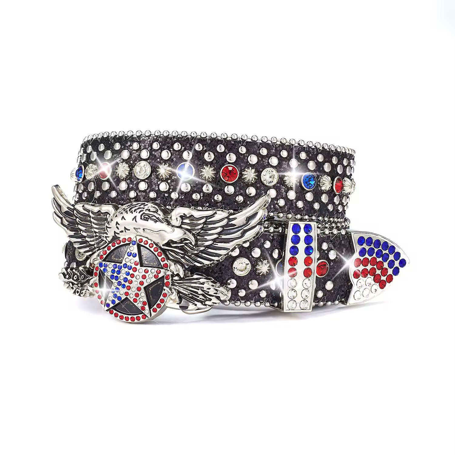 Fashion Blingbling Skull Accessories Western Men Women Rhinestone Bb Belt Cowboy and Cowgirl Waist Diamond Belt_0