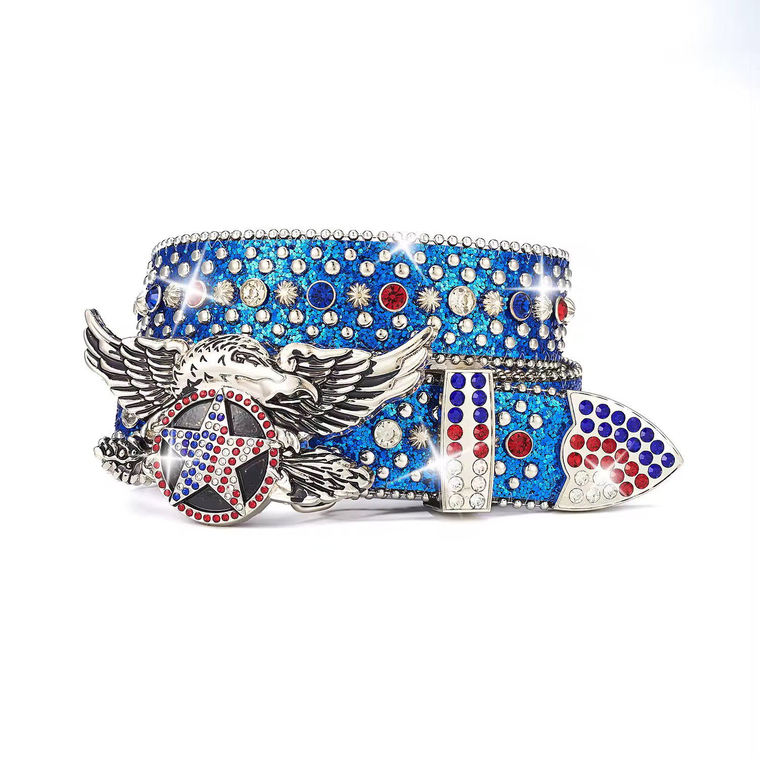 Fashion Blingbling Skull Accessories Western Men Women Rhinestone Bb Belt Cowboy and Cowgirl Waist Diamond Belt_3