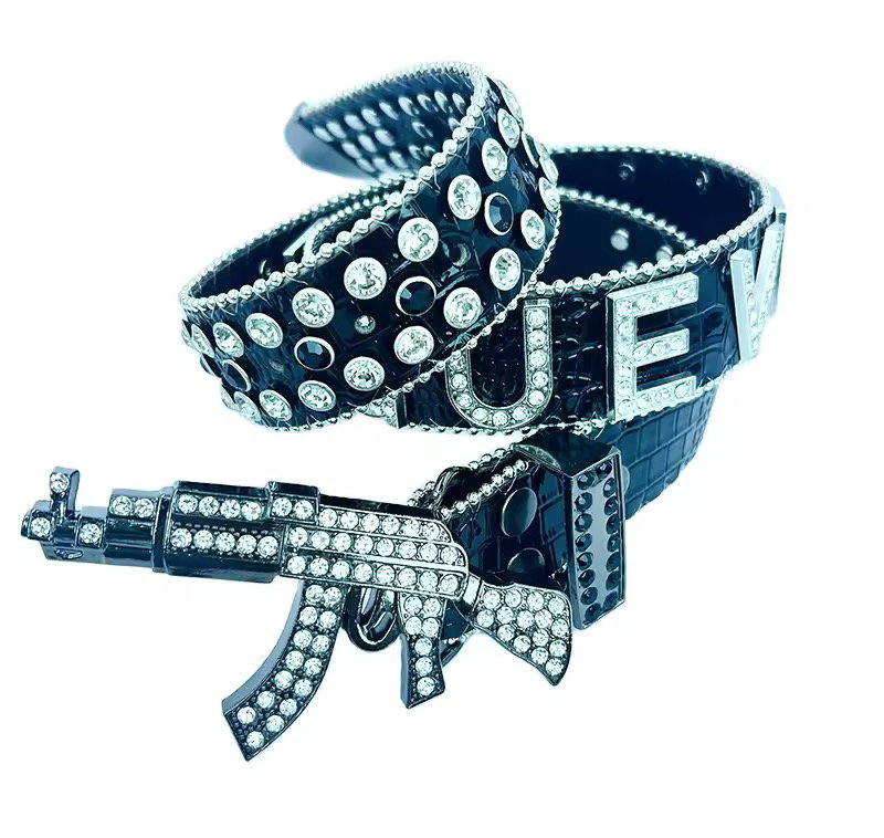 Customized New Style Western Crystal Belt with PU Leather and Rhinestone Alloy Buckle for Daily Use_3