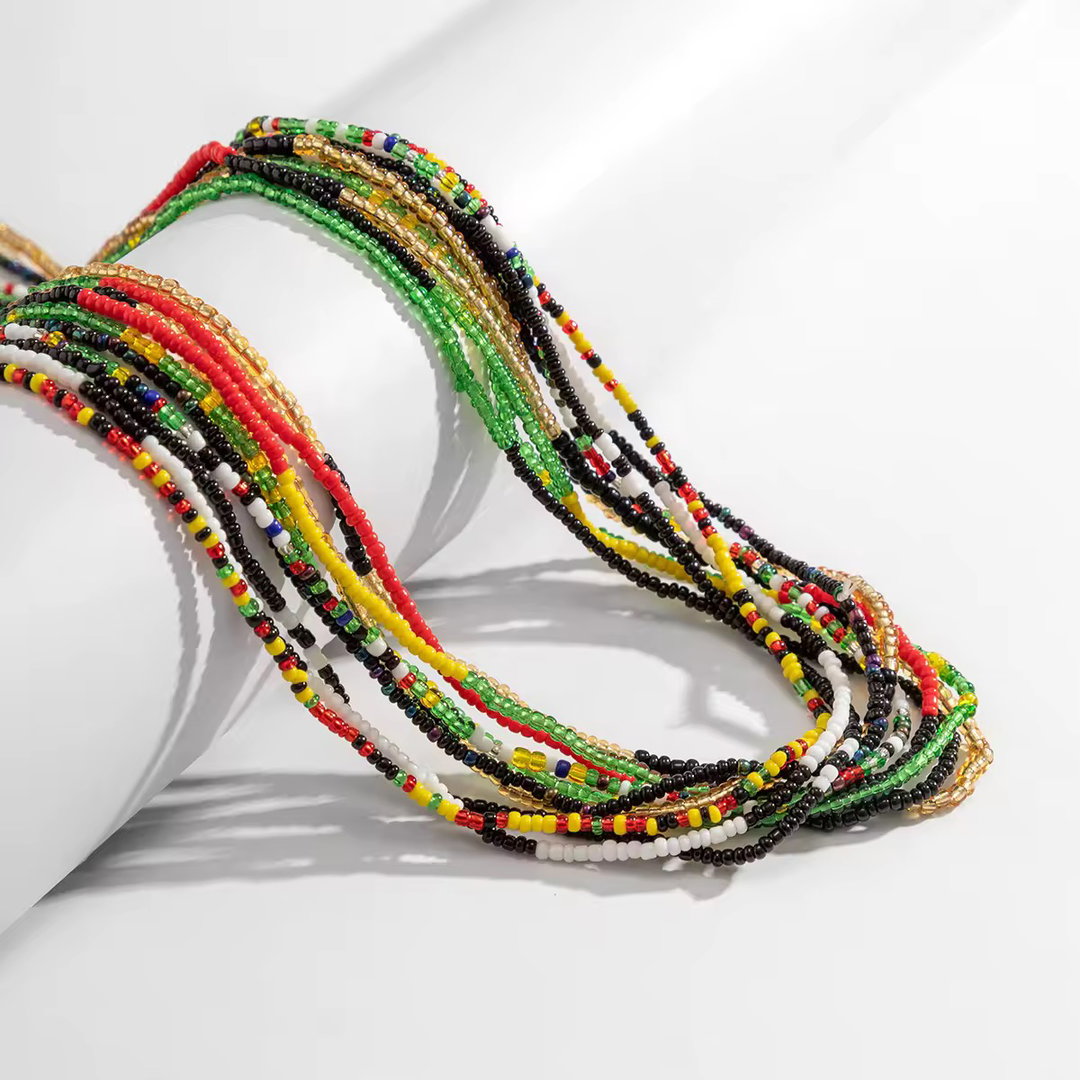 2025 Fashion Wholesale Handmade Women's Waist Chain Belt Body Chain Metal Belts with Plastic Beads Hip Hop Style Body Jewelry