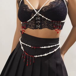 2025 Fashion Wholesale Handmade Women's Waist Chain Belt Body Chain Metal Belts with Plastic Beads Hip Hop Style Body Jewelry