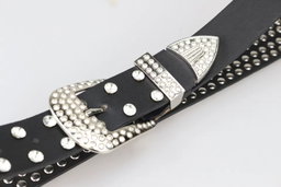 Custom Designer Bling Bling Western Bo Simon Belt Cowboy Skull Diamond Pu Leather Rivet Rhinestone Belts for Men Women