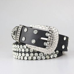 Custom Designer Bling Bling Western Bo Simon Belt Cowboy Skull Diamond Pu Leather Rivet Rhinestone Belts for Men Women