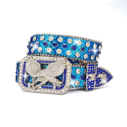 2024 New Retro Metal for Buckle Design Punk Crystal Eagle Belt with Diamond Fashion Cowboy Rhinestone Western Leather Belt