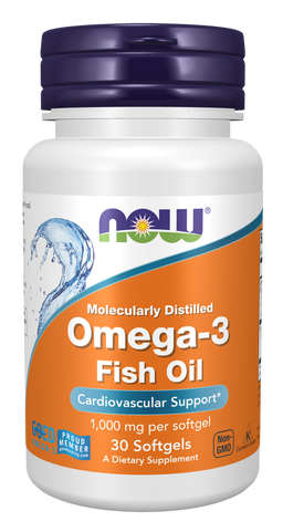 Omega-3 Fish Oil, Molecularly Distilled 1000mg per Softgel