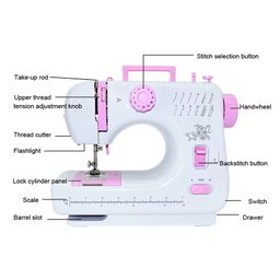 605Mini Portable Electric Sewing Machine With Night Light, Two Speed, Straight Line Sewing Machine For Home Use