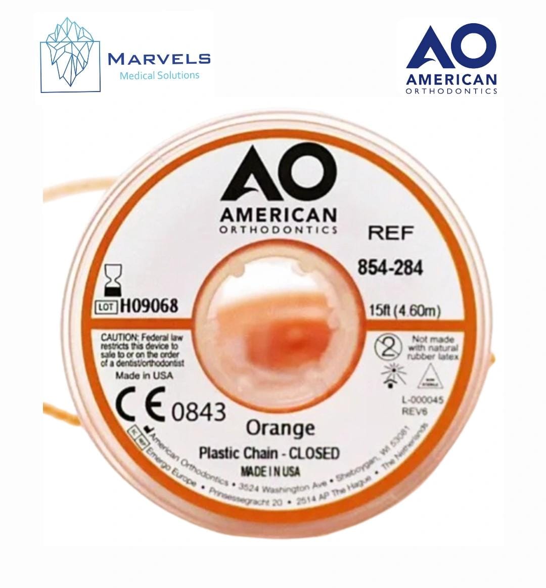 PLASTIC CHAIN 15' CLOSED ORANGE