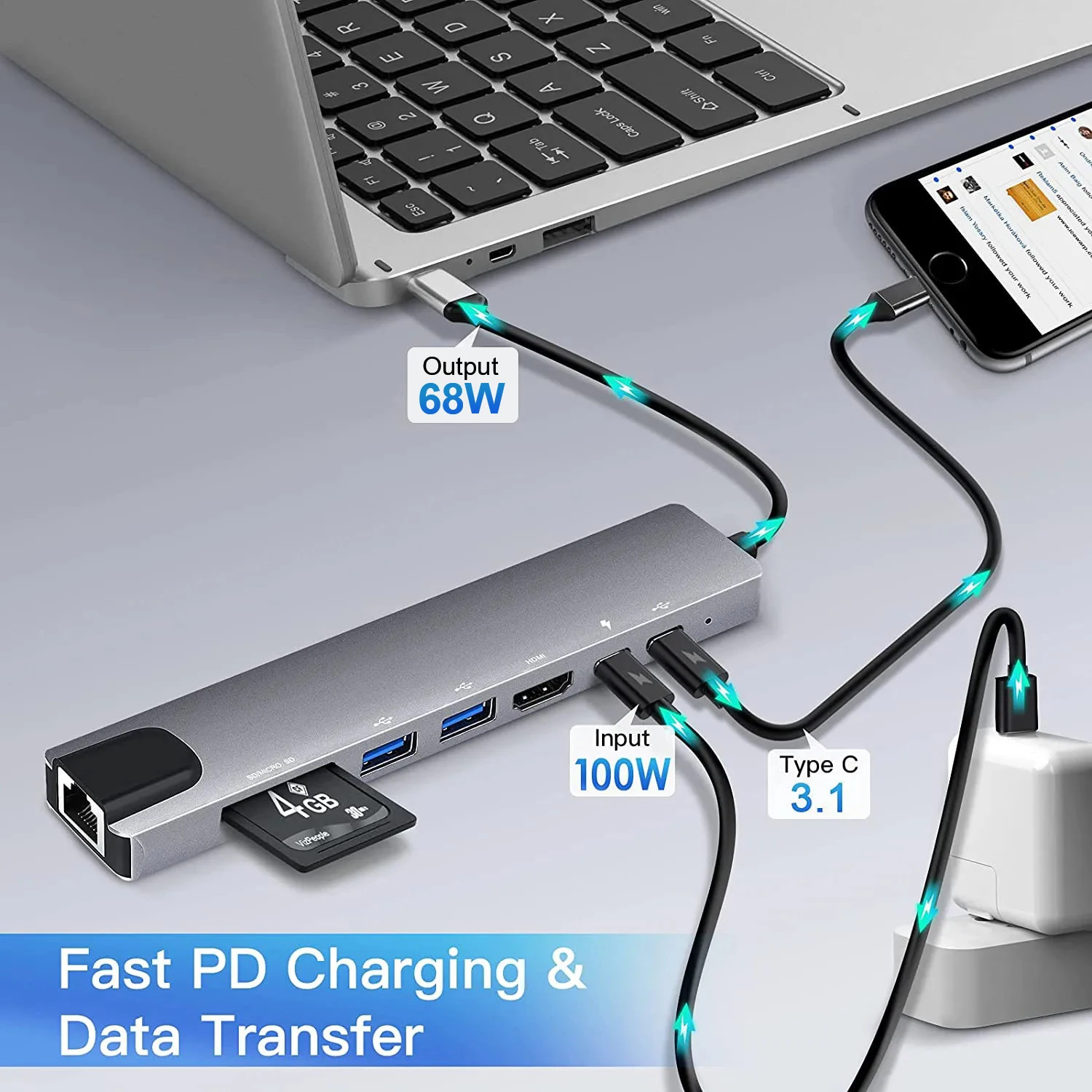Hub 8 في 1 بمنفذ Type-C _4