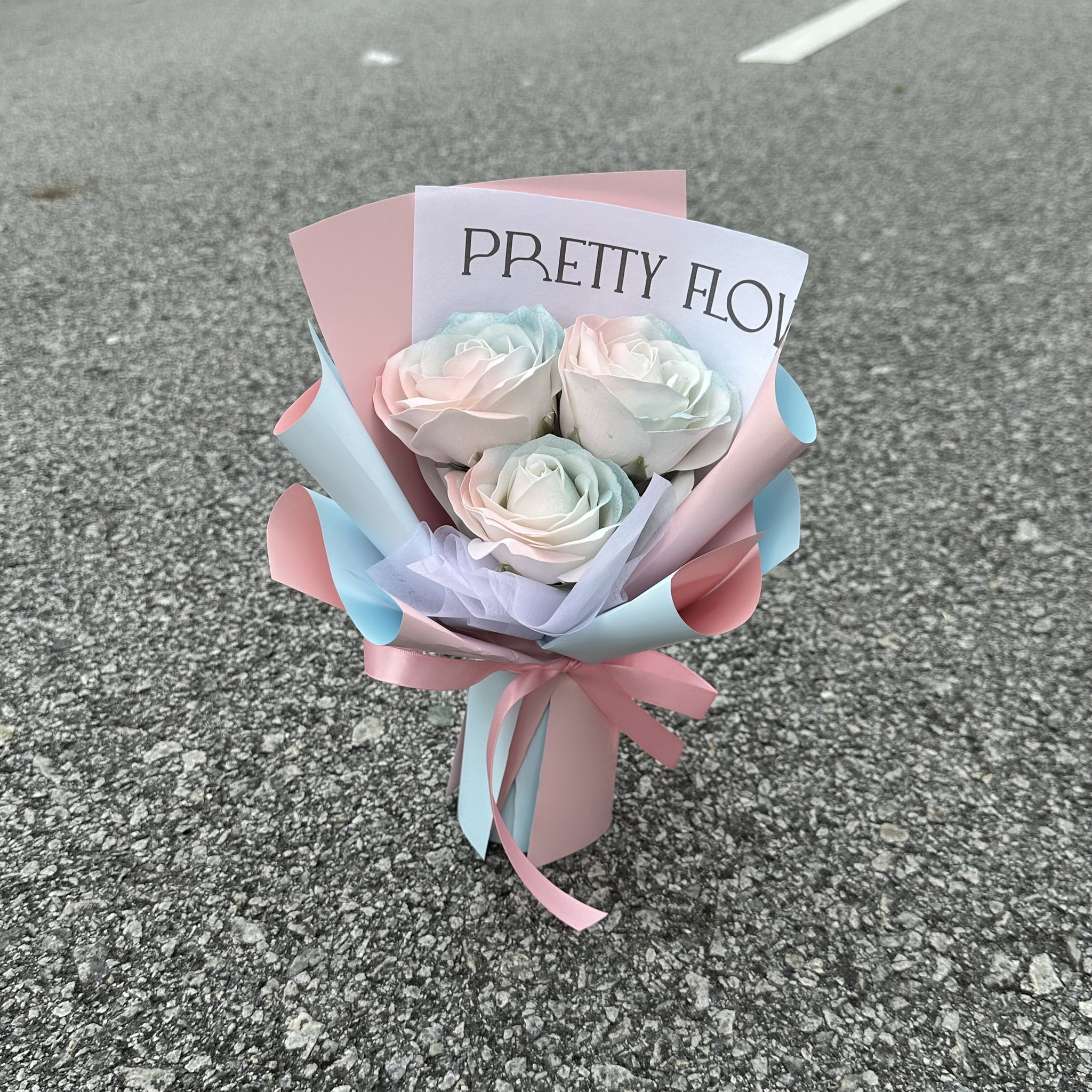(3R001) 3 stalk Soap Rose Bouquet _1
