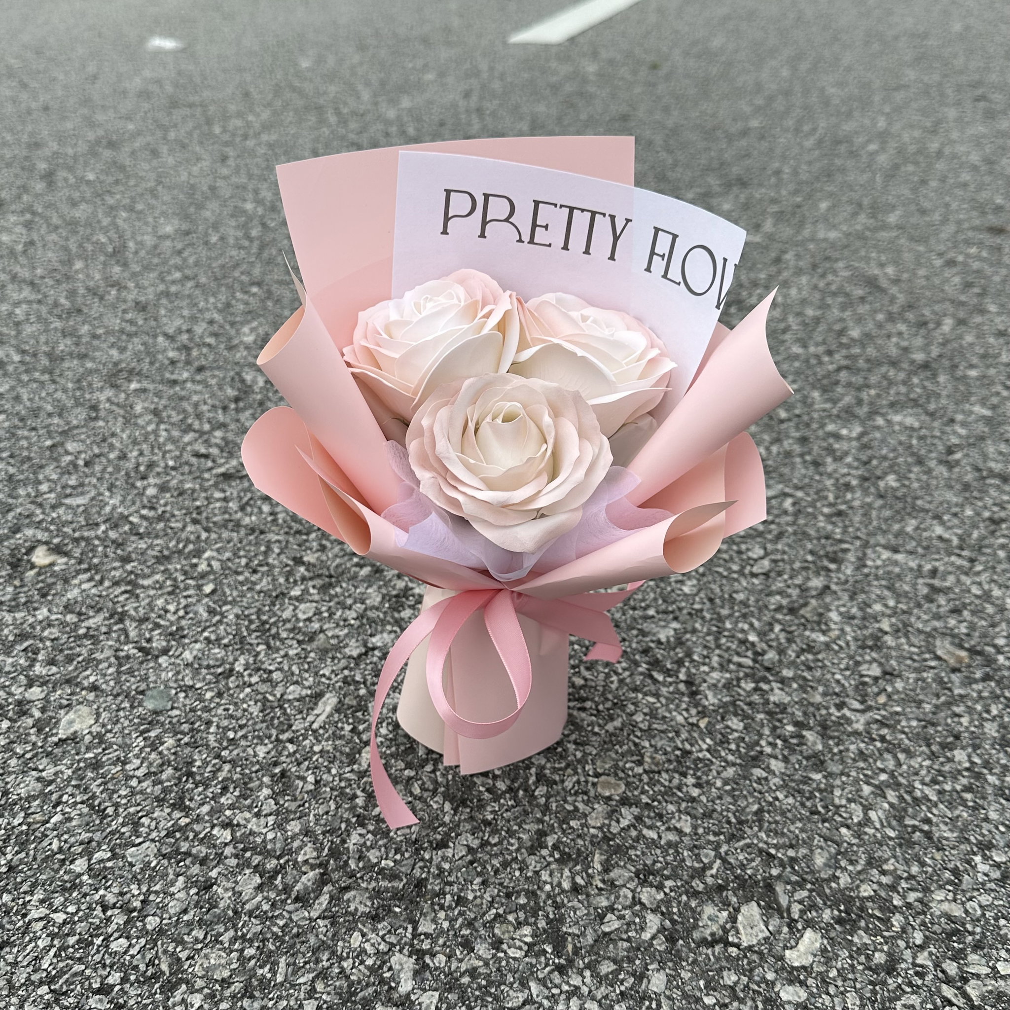 (3R001) 3 stalk Soap Rose Bouquet _5