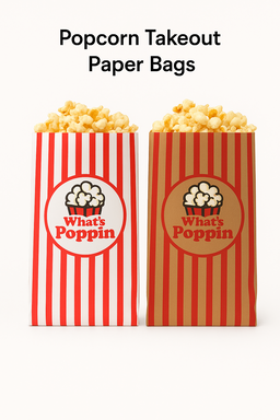 “WHAT’S POPPIN” TREAT TAKEOUT BAGS - BROWN & RED
