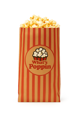 “WHAT’S POPPIN” TREAT TAKEOUT BAGS - BROWN & RED