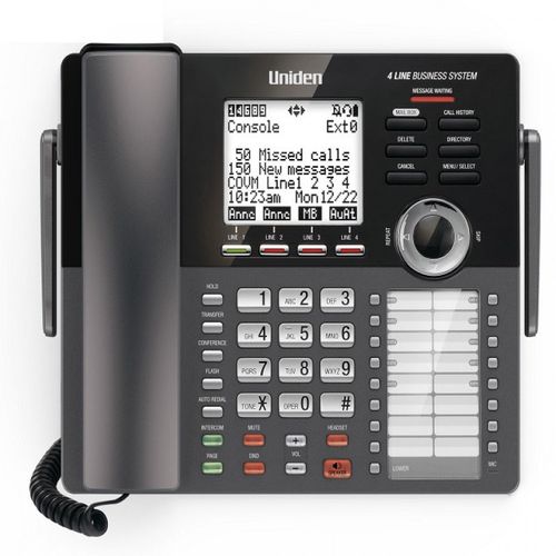 Uniden Pack Standard téléphonique sans fil 4 Lignes 1 Console Principale AT4801 et 1 à 9 Combinés